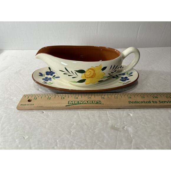 Stangl Pottery Country Garden Gravy Boat with Matching Underplate USA - Picture 2 of 14